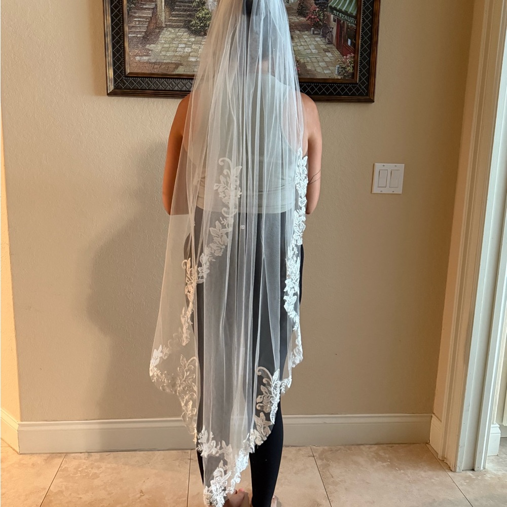 Elegant White Lace Bridal Veil